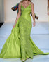 New Sexy Emerald Green Mermaid Prom Dresses V-Neck Beaded Long Prom Gowns with Full Beadings